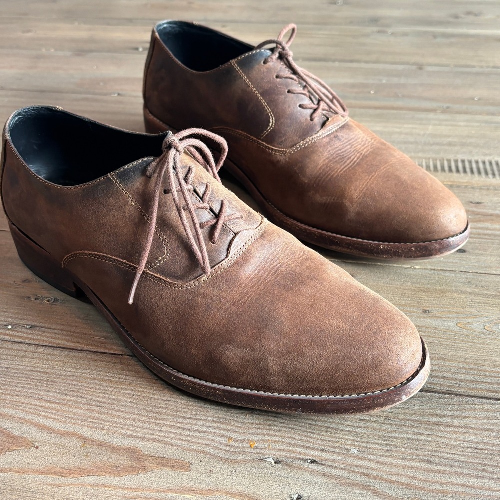 Nisolo Oxford Mens 9.5‎ Minimalist Leather Classic Brown Oiled Nubuck